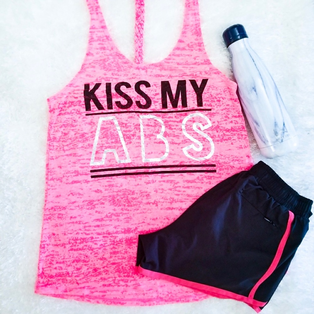 MATERIAL GIRL Racerback Braided Pink Workout Tank small